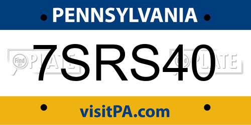 7SRS40 Pennsylvania License Plate