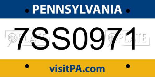 7SS0971 Pennsylvania License Plate