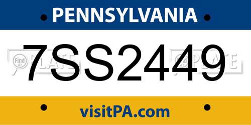 7SS2449 Pennsylvania License Plate