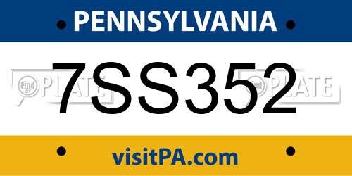 7SS352 Pennsylvania License Plate
