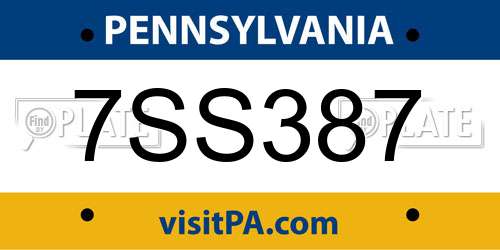 7SS387 Pennsylvania License Plate