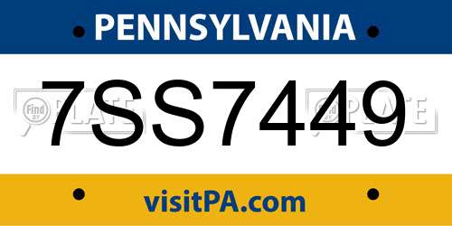 7SS7449 Pennsylvania License Plate