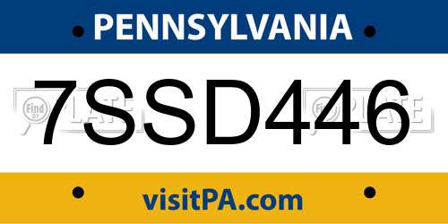 7SSD446 Pennsylvania License Plate