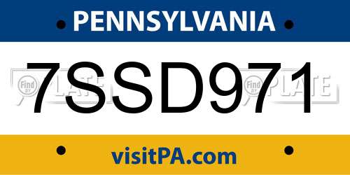 7SSD971 Pennsylvania License Plate