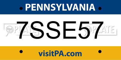 7SSE57 Pennsylvania License Plate