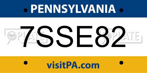 7SSE82 Pennsylvania License Plate