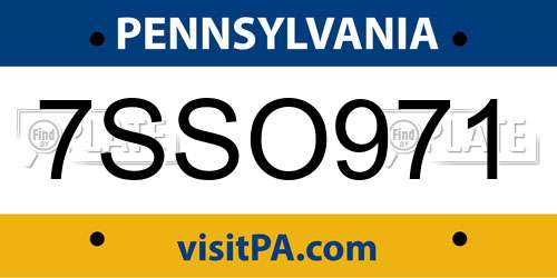 7SSO971 Pennsylvania License Plate