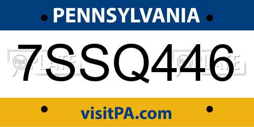 7SSQ446 Pennsylvania License Plate