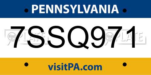7SSQ971 Pennsylvania License Plate