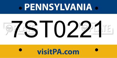 7ST0221 Pennsylvania License Plate