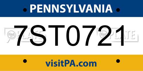 7ST0721 Pennsylvania License Plate