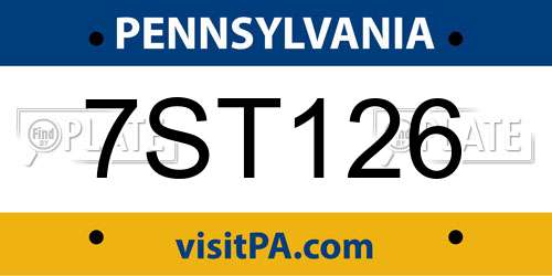 7ST126 Pennsylvania License Plate