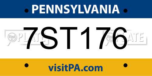 7ST176 Pennsylvania License Plate