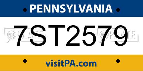 7ST2579 Pennsylvania License Plate