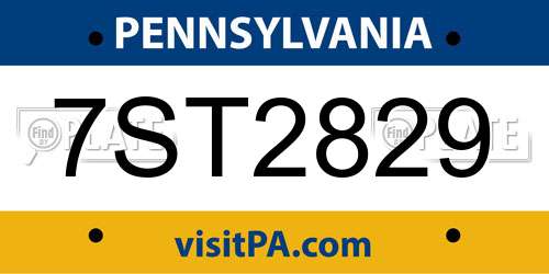 7ST2829 Pennsylvania License Plate