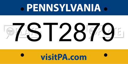 7ST2879 Pennsylvania License Plate