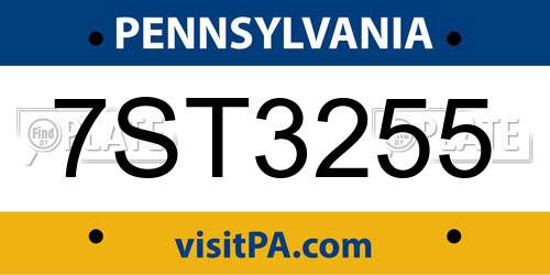 7ST3255 Pennsylvania License Plate