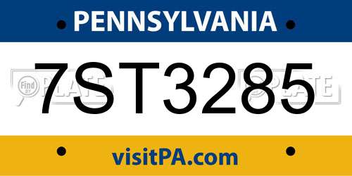 7ST3285 Pennsylvania License Plate