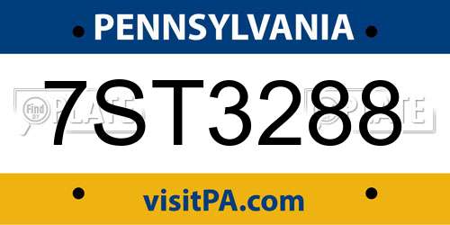 7ST3288 Pennsylvania License Plate