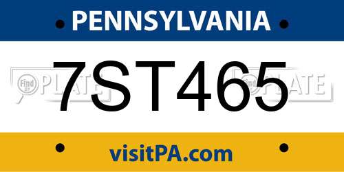 7ST465 Pennsylvania License Plate