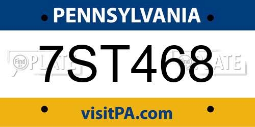 7ST468 Pennsylvania License Plate
