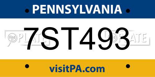7ST493 Pennsylvania License Plate