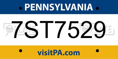 7ST7529 Pennsylvania License Plate