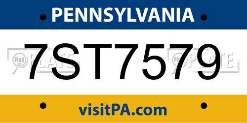 7ST7579 Pennsylvania License Plate