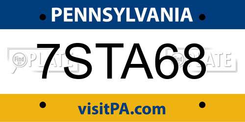 7STA68 Pennsylvania License Plate