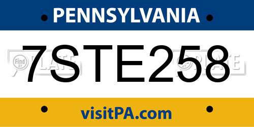 7STE258 Pennsylvania License Plate