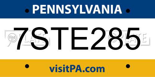 7STE285 Pennsylvania License Plate