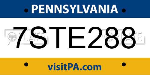 7STE288 Pennsylvania License Plate