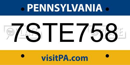 7STE758 Pennsylvania License Plate