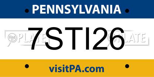 7STI26 Pennsylvania License Plate