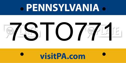 7STO771 Pennsylvania License Plate
