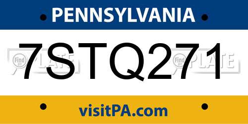 7STQ271 Pennsylvania License Plate
