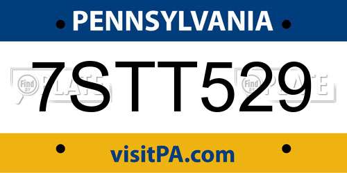 7STT529 Pennsylvania License Plate