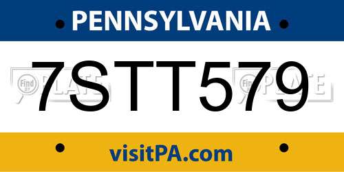 7STT579 Pennsylvania License Plate