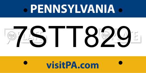 7STT829 Pennsylvania License Plate