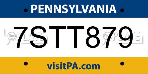 7STT879 Pennsylvania License Plate