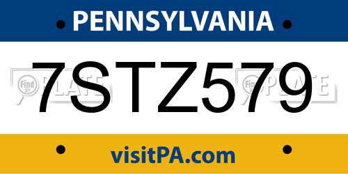 7STZ579 Pennsylvania License Plate