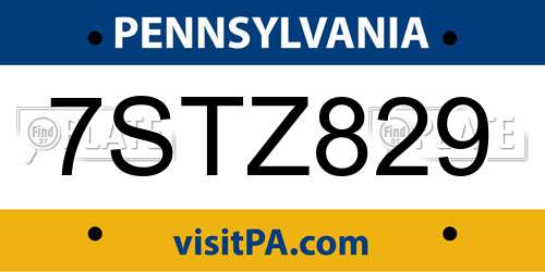 7STZ829 Pennsylvania License Plate