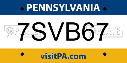 7SVB67 Pennsylvania License Plate