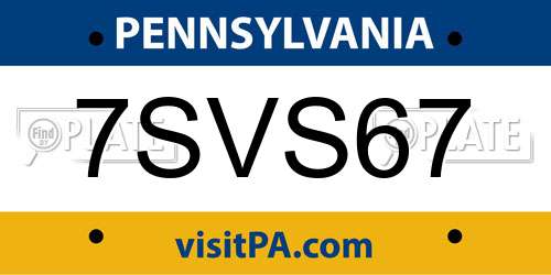 7SVS67 Pennsylvania License Plate