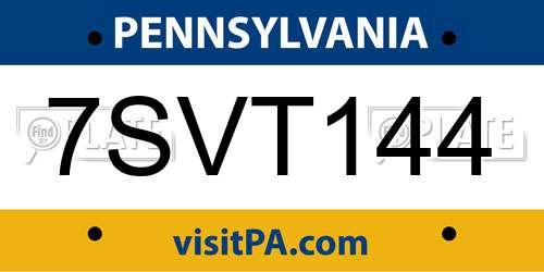 7SVT144 Pennsylvania License Plate