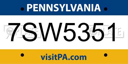 7SW5351 Pennsylvania License Plate