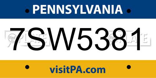 7SW5381 Pennsylvania License Plate