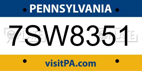 7SW8351 Pennsylvania License Plate