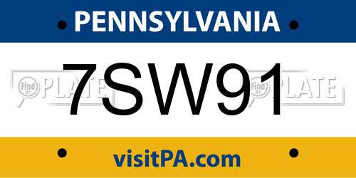 7SW91 Pennsylvania License Plate