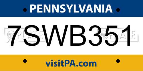 7SWB351 Pennsylvania License Plate